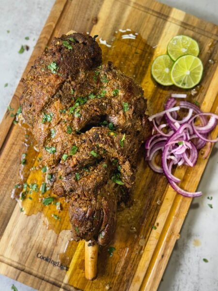 Roasted leg of lamb