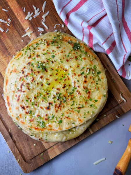 These super easy and chewy naan and stuffed with cheese