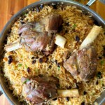 Peshawari Pulao made with fall apart pieces of lamb or beef and fragrant rice