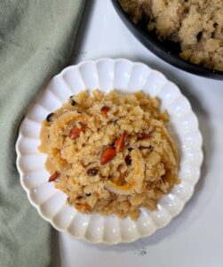 A super easy halwa made with semolina and sugar syrup